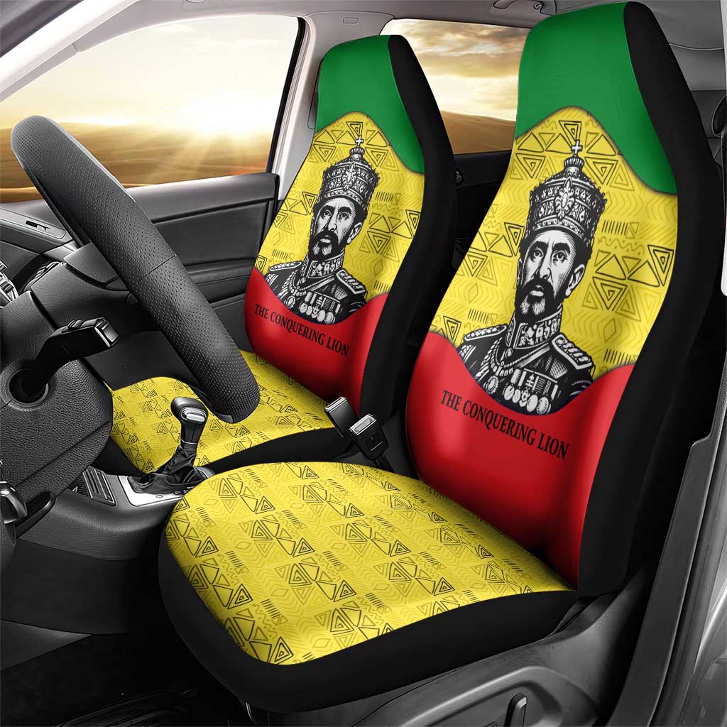Haile Selassie I Car Seat Cover Ethiopia Lion of Judah and Conquering Lion Pattern Tribute - African Pride