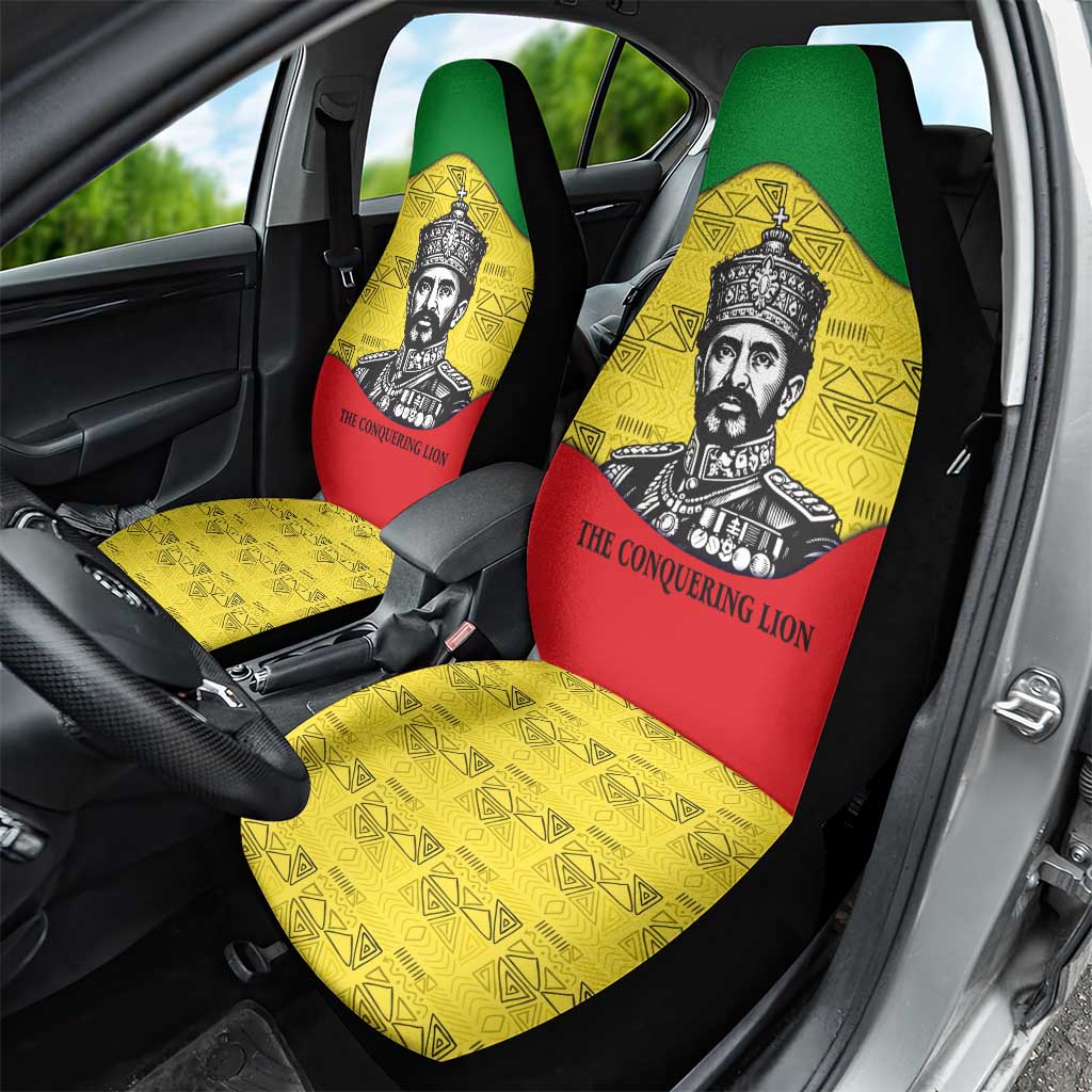 Haile Selassie I Car Seat Cover Ethiopia Lion of Judah and Conquering Lion Pattern Tribute - African Pride