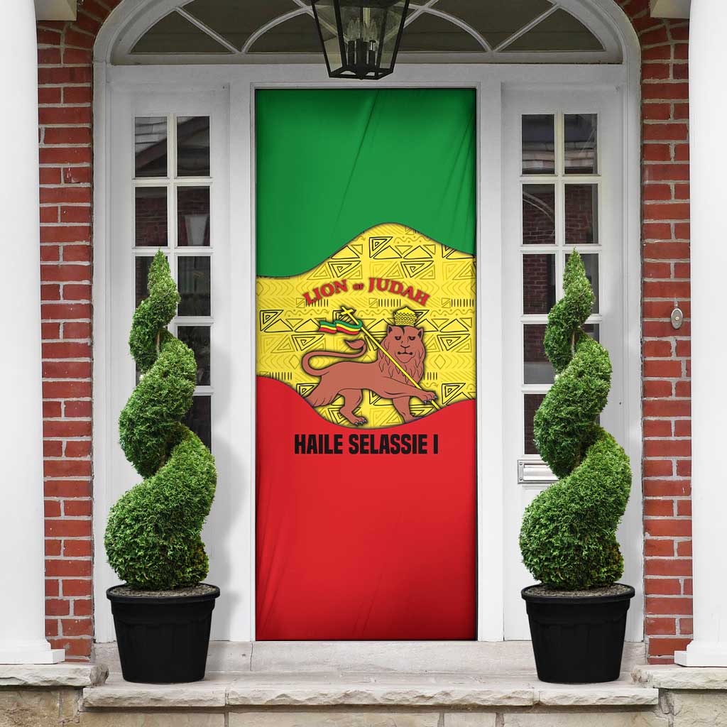 Haile Selassie I Door Cover Ethiopia Lion of Judah and Conquering Lion Pattern Tribute - African Pride