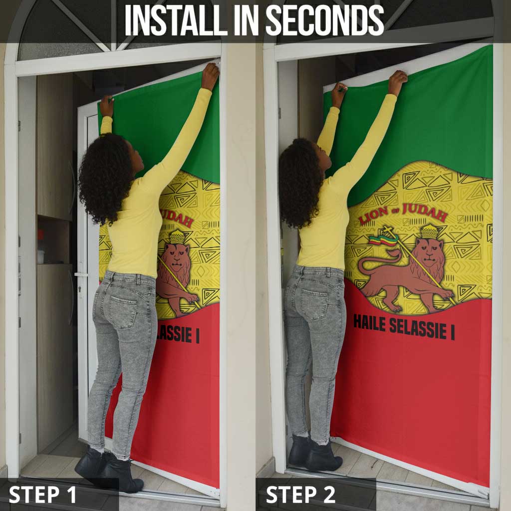 Haile Selassie I Door Cover Ethiopia Lion of Judah and Conquering Lion Pattern Tribute - African Pride