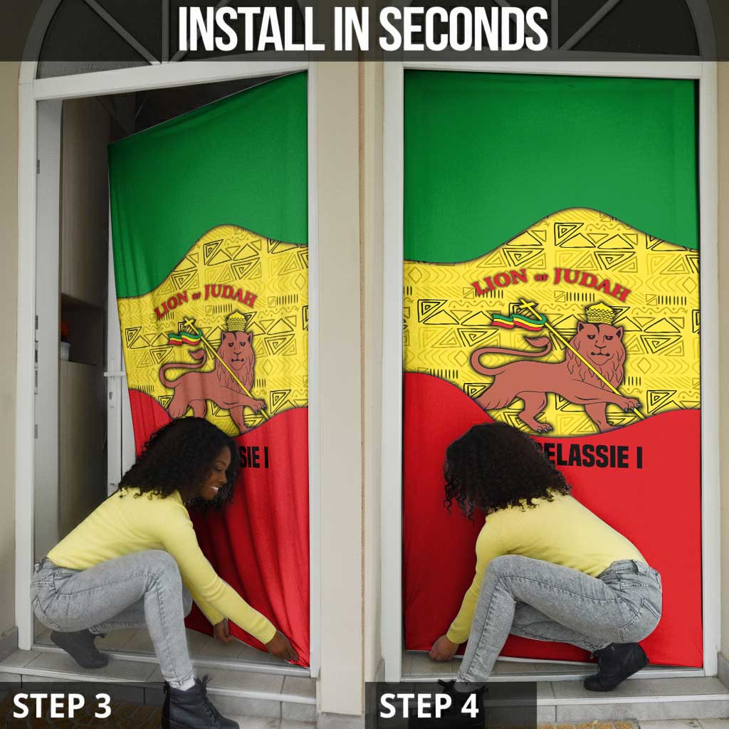 Haile Selassie I Door Cover Ethiopia Lion of Judah and Conquering Lion Pattern Tribute - African Pride