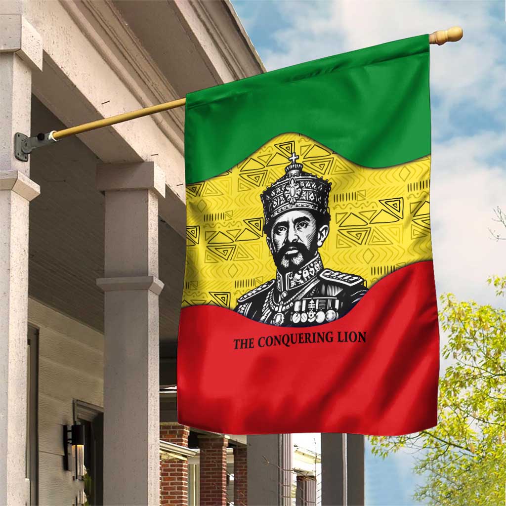 Haile Selassie I Garden Flag Ethiopia Lion of Judah and Conquering Lion Pattern Tribute - African Pride