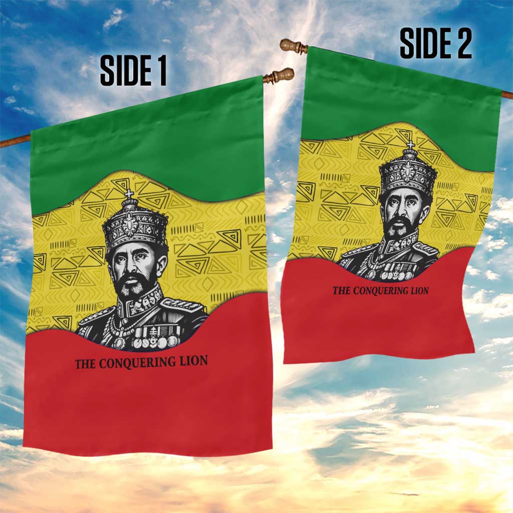 Haile Selassie I Garden Flag Ethiopia Lion of Judah and Conquering Lion Pattern Tribute - African Pride
