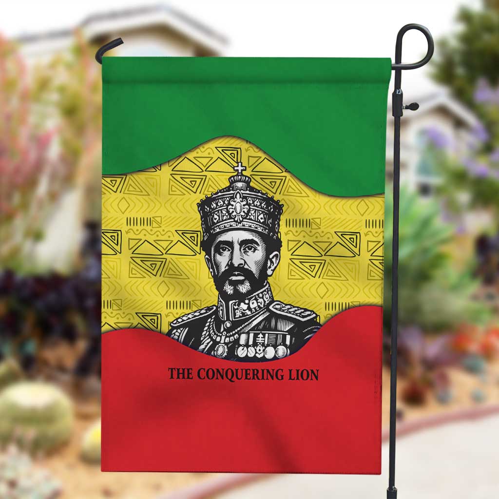 Haile Selassie I Garden Flag Ethiopia Lion of Judah and Conquering Lion Pattern Tribute - African Pride