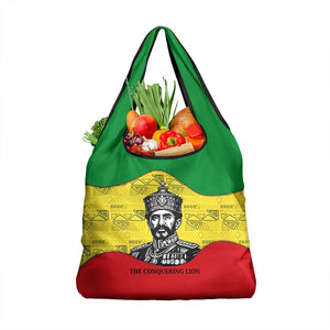 Haile Selassie I Grocery Bag Ethiopia Lion of Judah and Conquering Lion Pattern Tribute - African Pride