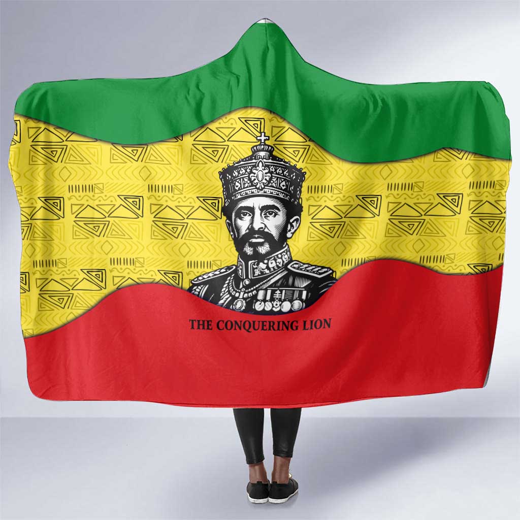 Haile Selassie I Hooded Blanket Ethiopia Lion of Judah and Conquering Lion Pattern Tribute - African Pride