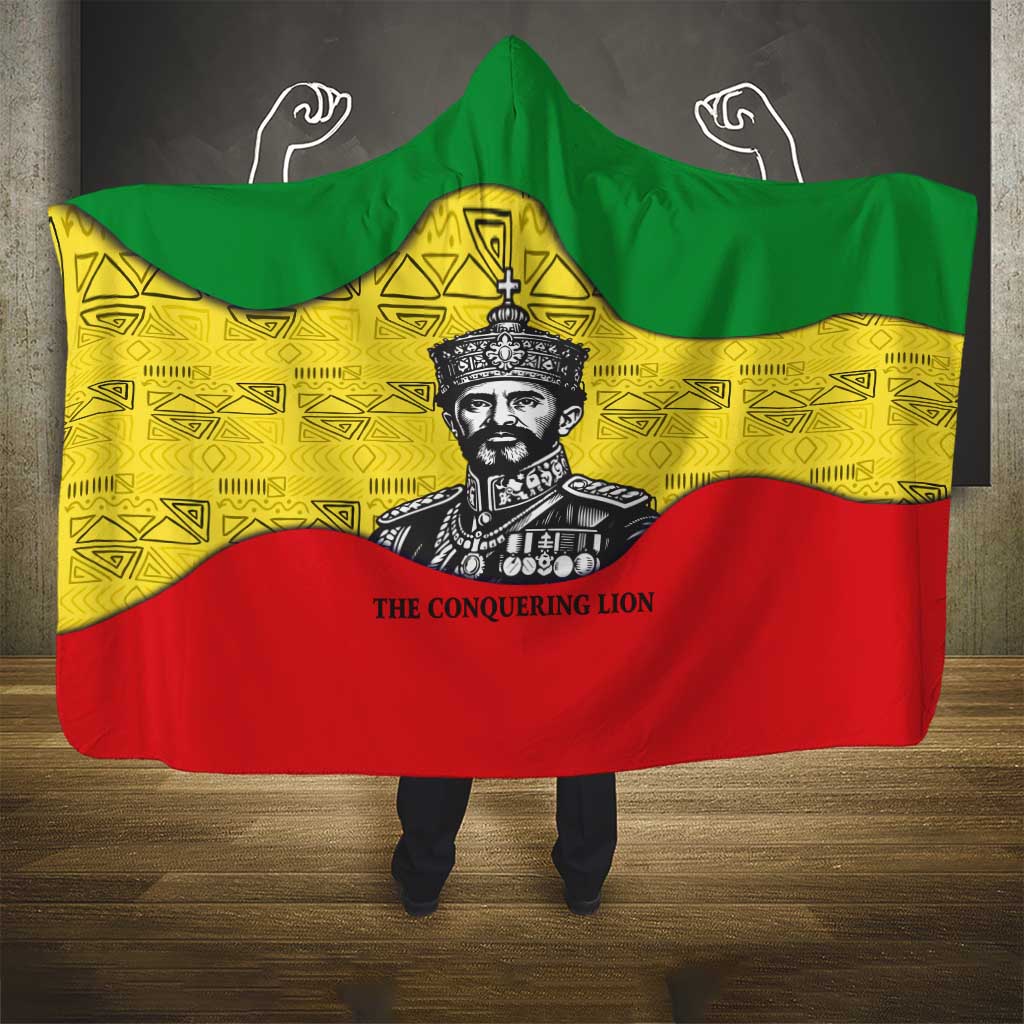 Haile Selassie I Hooded Blanket Ethiopia Lion of Judah and Conquering Lion Pattern Tribute - African Pride
