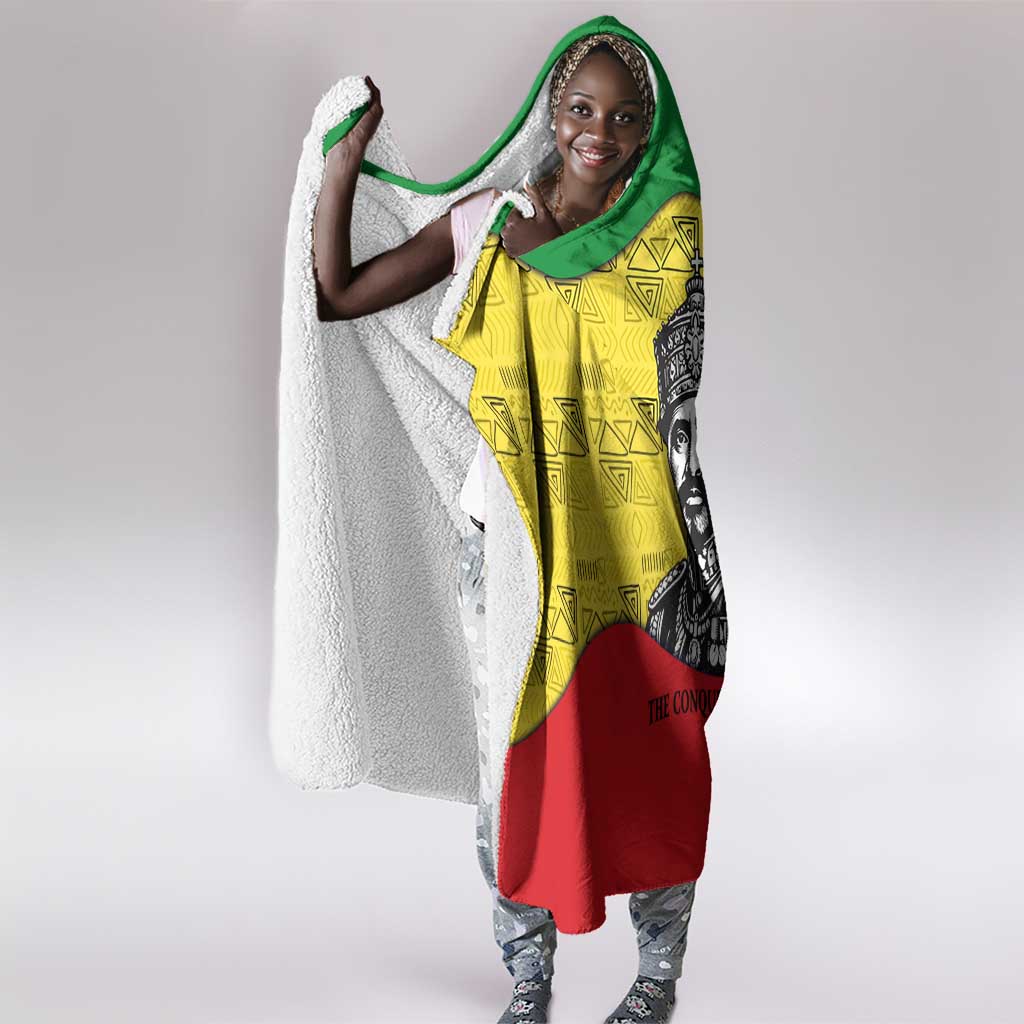 Haile Selassie I Hooded Blanket Ethiopia Lion of Judah and Conquering Lion Pattern Tribute - African Pride