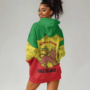 Haile Selassie I Hoodie Dress Ethiopia Lion of Judah and Conquering Lion Pattern Tribute - African Pride