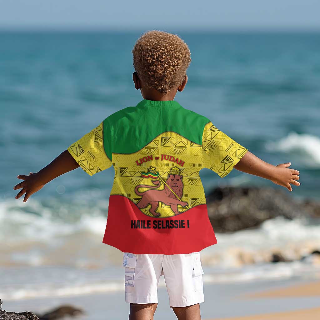 Haile Selassie I Kid Hawaiian Shirt Ethiopia Lion of Judah and Conquering Lion Pattern Tribute - African Pride