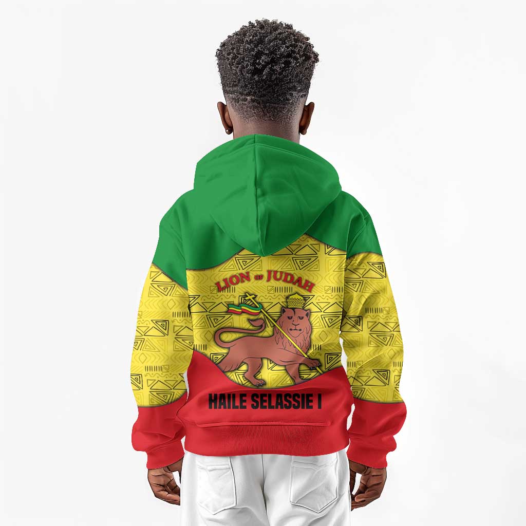 Haile Selassie I Kid Hoodie Ethiopia Lion of Judah and Conquering Lion Pattern Tribute - African Pride