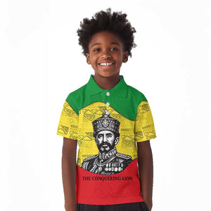 Haile Selassie I Kid Polo Shirt Ethiopia Lion of Judah and Conquering Lion Pattern Tribute - African Pride