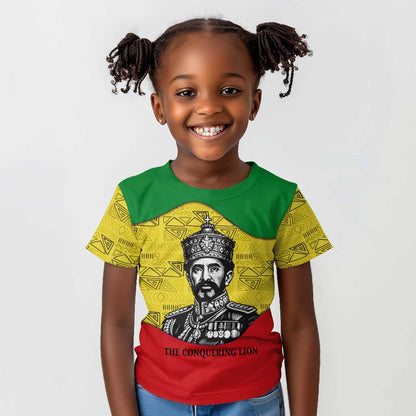 Haile Selassie I Kid T shirt Ethiopia Lion of Judah and Conquering Lion Pattern Tribute - African Pride