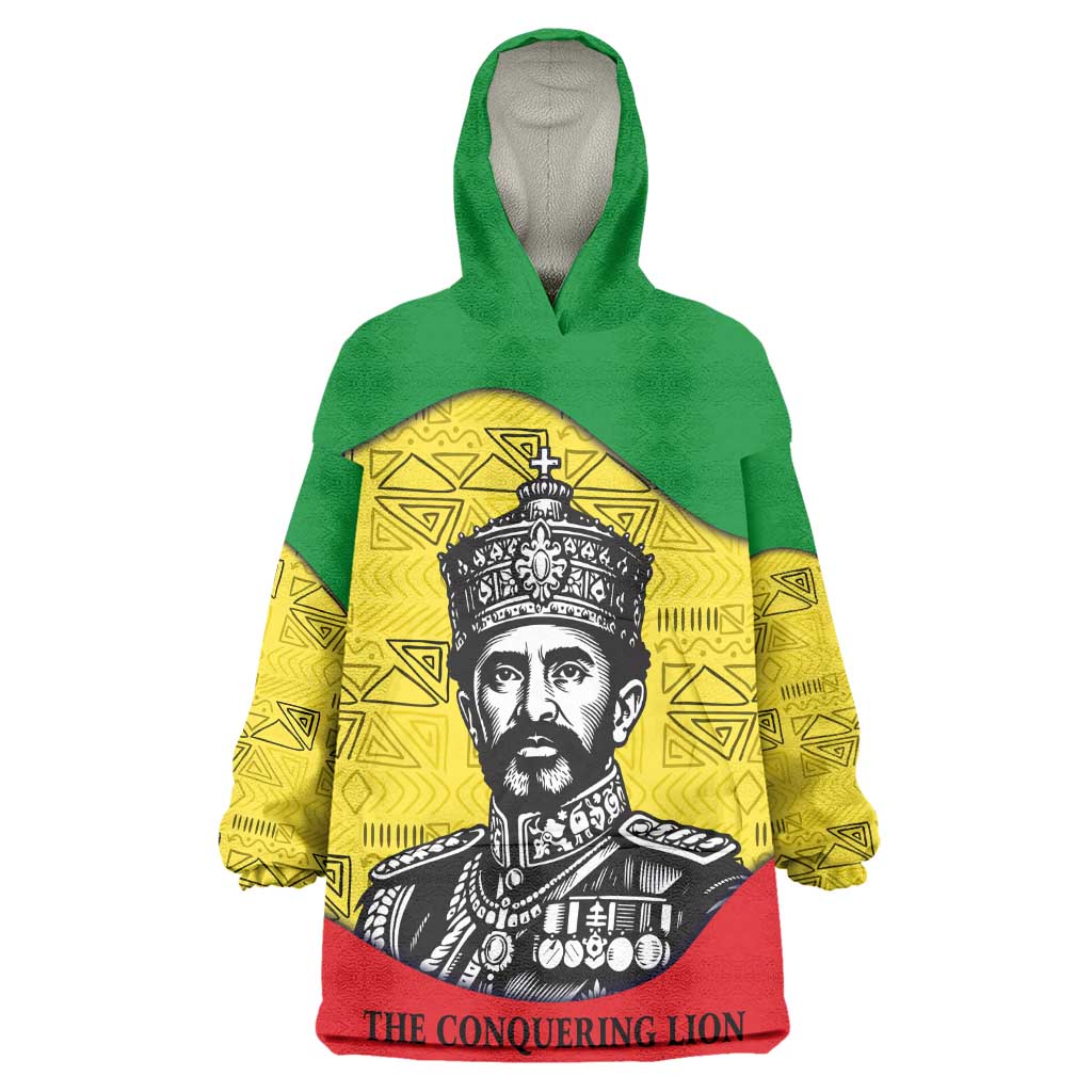 Haile Selassie I Kid Wearable Blanket Hoodie Ethiopia Lion of Judah and Conquering Lion Pattern Tribute - African Pride
