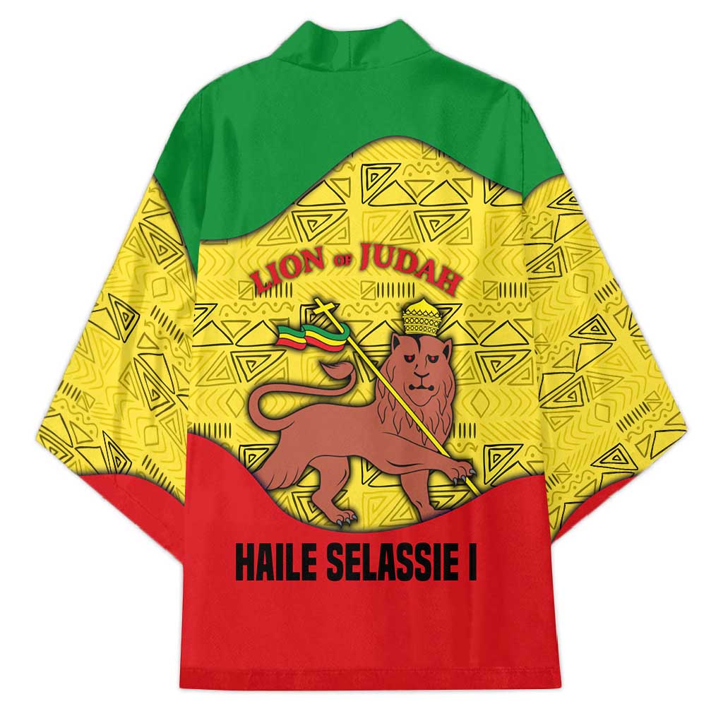 Haile Selassie I Kimono Ethiopia Lion of Judah and Conquering Lion Pattern Tribute - African Pride
