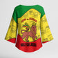 Haile Selassie I Kimono Sleeve Blouse Ethiopia Lion of Judah and Conquering Lion Pattern Tribute - African Pride