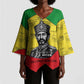Haile Selassie I Kimono Sleeve Blouse Ethiopia Lion of Judah and Conquering Lion Pattern Tribute - African Pride