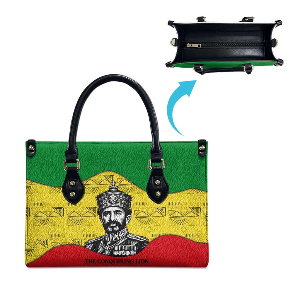 Haile Selassie I Leather Bag Ethiopia Lion of Judah and Conquering Lion Pattern Tribute - African Pride