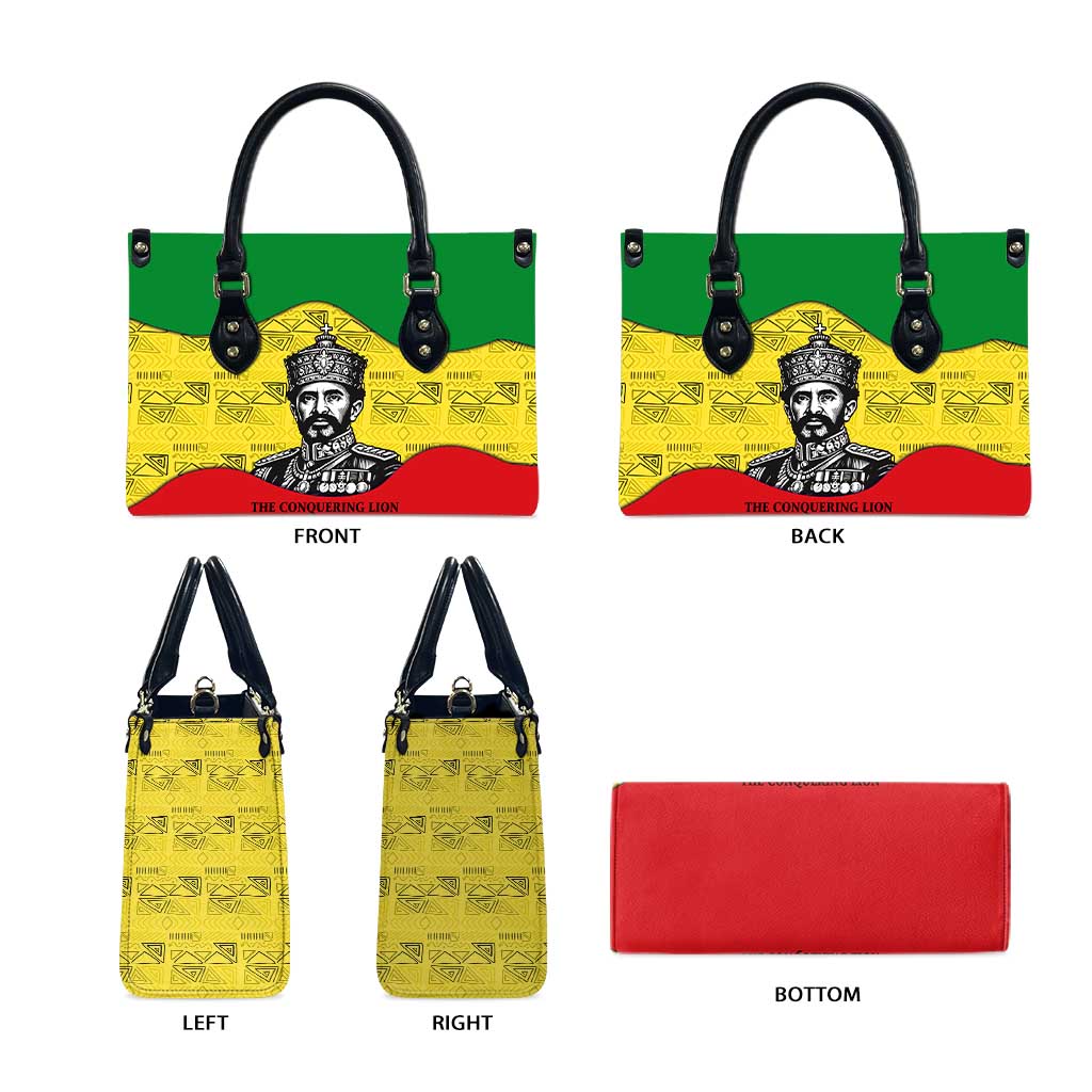 Haile Selassie I Leather Bag Ethiopia Lion of Judah and Conquering Lion Pattern Tribute - African Pride