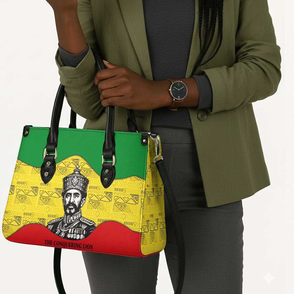 Haile Selassie I Leather Bag Ethiopia Lion of Judah and Conquering Lion Pattern Tribute - African Pride