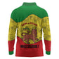Haile Selassie I Long Sleeve Polo Shirt Ethiopia Lion of Judah and Conquering Lion Pattern Tribute - African Pride