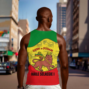 Haile Selassie I Men Tank Top Ethiopia Lion of Judah and Conquering Lion Pattern Tribute - African Pride