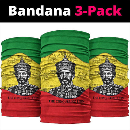Haile Selassie I Neck Gaiter Ethiopia Lion of Judah and Conquering Lion Pattern Tribute - African Pride