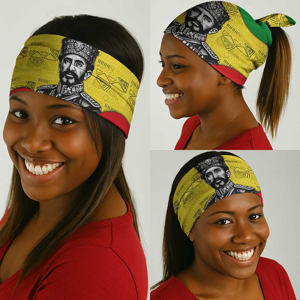Haile Selassie I Neck Gaiter Ethiopia Lion of Judah and Conquering Lion Pattern Tribute - African Pride