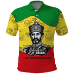 Haile Selassie I Polo Shirt Ethiopia Lion of Judah and Conquering Lion Pattern Tribute - African Pride