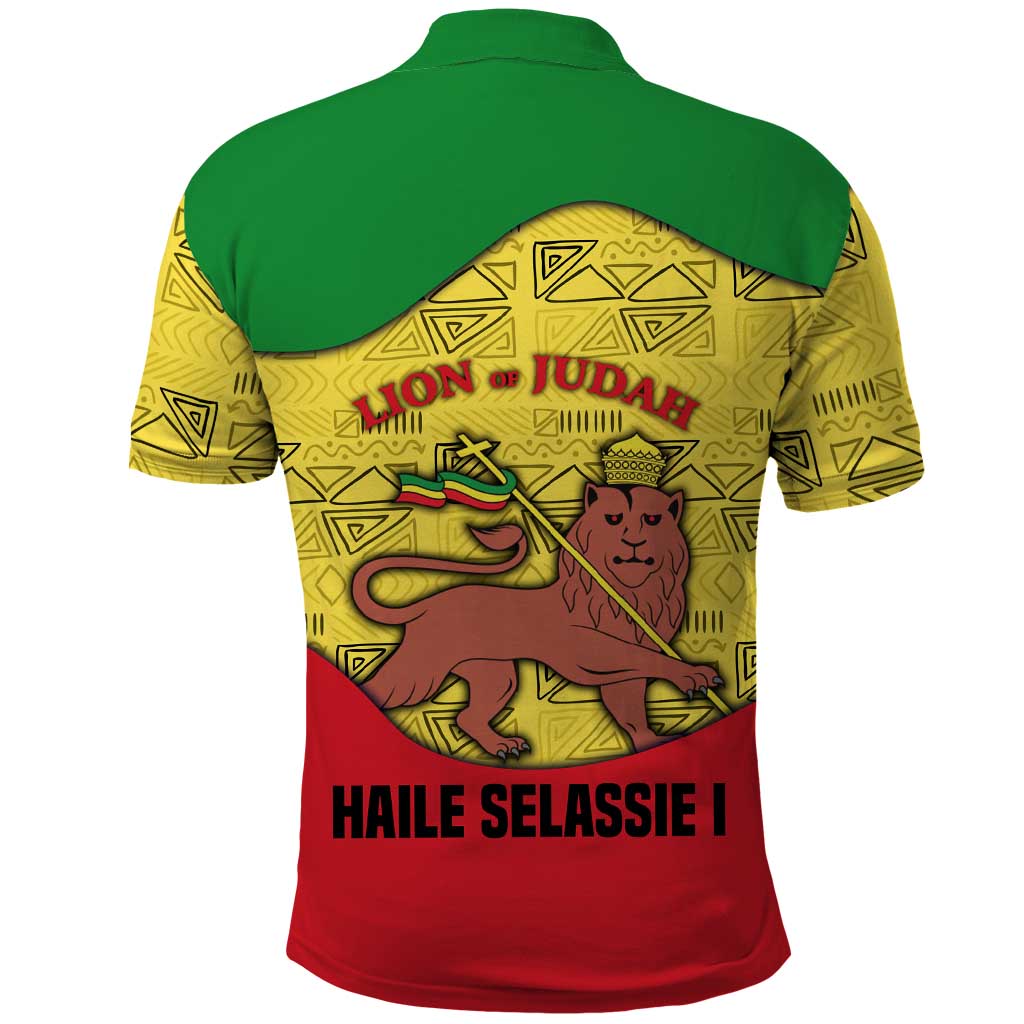 Haile Selassie I Polo Shirt Ethiopia Lion of Judah and Conquering Lion Pattern Tribute - African Pride