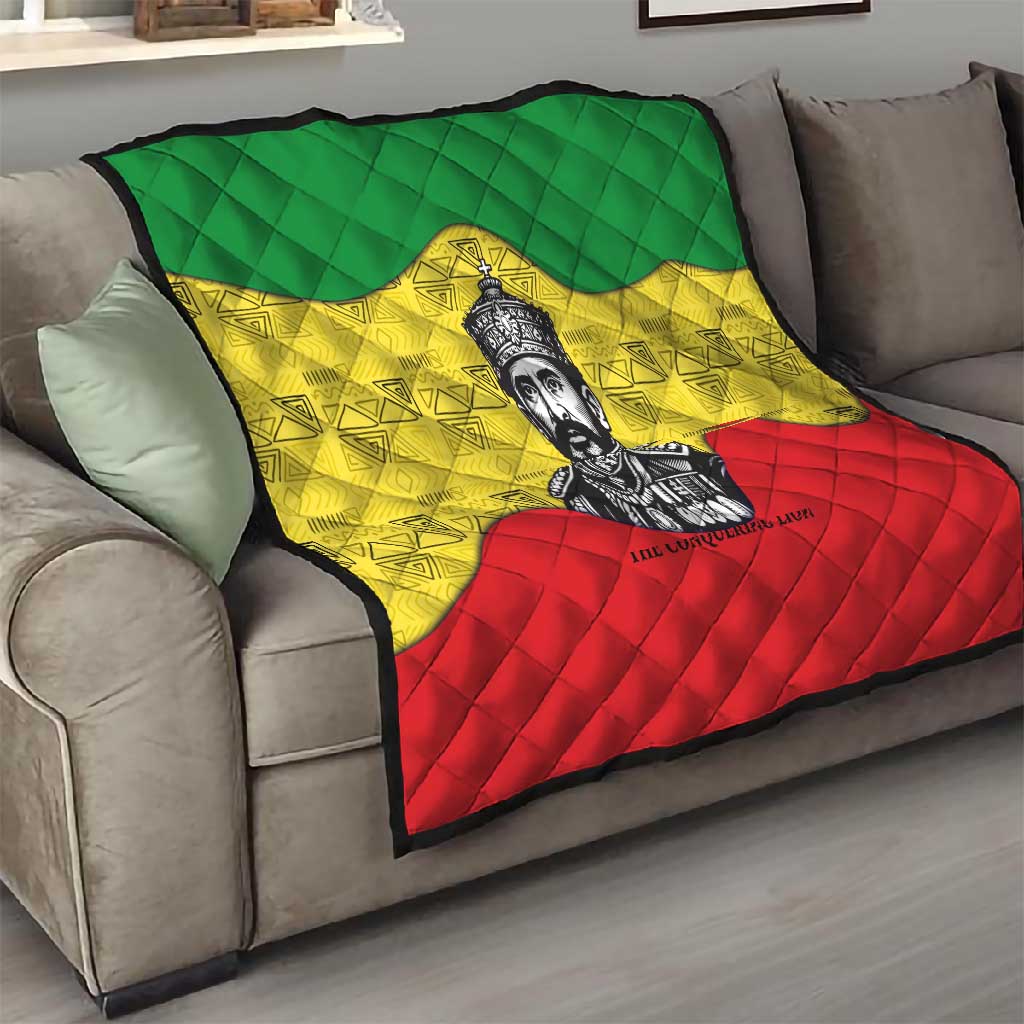 Haile Selassie I Quilt Ethiopia Lion of Judah and Conquering Lion Pattern Tribute - African Pride