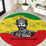 Haile Selassie I Round Carpet Ethiopia Lion of Judah and Conquering Lion Pattern Tribute - African Pride