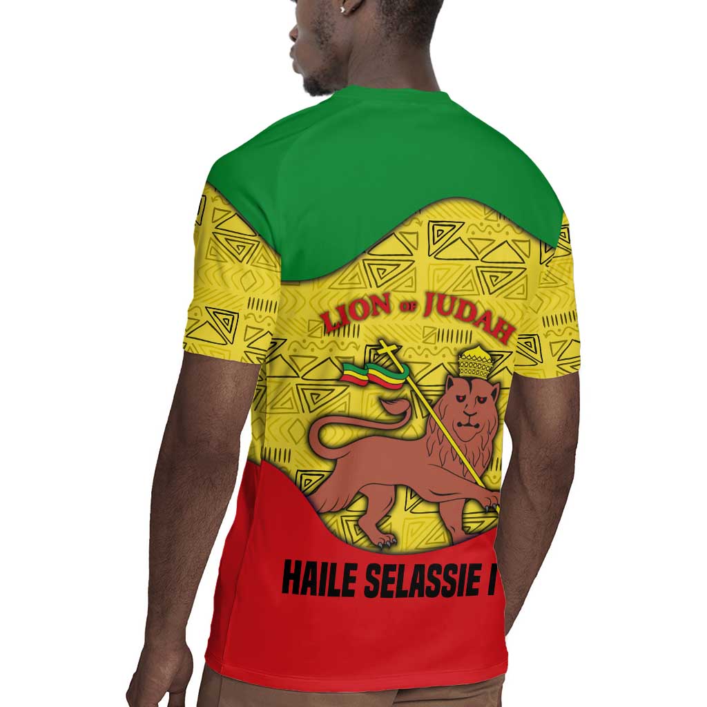 Haile Selassie I Rugby Jersey Ethiopia Lion of Judah and Conquering Lion Pattern Tribute - African Pride