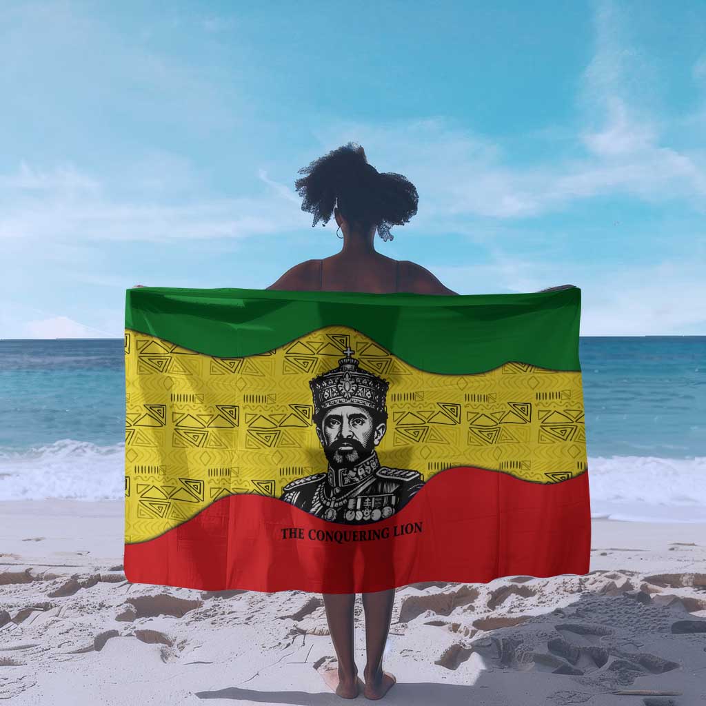 Haile Selassie I Sarong Ethiopia Lion of Judah and Conquering Lion Pattern Tribute - African Pride