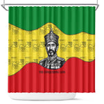 Haile Selassie I Shower Curtain Ethiopia Lion of Judah and Conquering Lion Pattern Tribute - African Pride