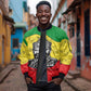 Haile Selassie I Sleeve Zip Bomber Jacket Ethiopia Lion of Judah and Conquering Lion Pattern Tribute - African Pride