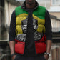 Haile Selassie I Sleeveless Puffer Jacket Ethiopia Lion of Judah and Conquering Lion Pattern Tribute - African Pride