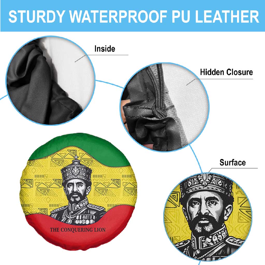 Haile Selassie I Spare Tire Cover Ethiopia Lion of Judah and Conquering Lion Pattern Tribute - African Pride