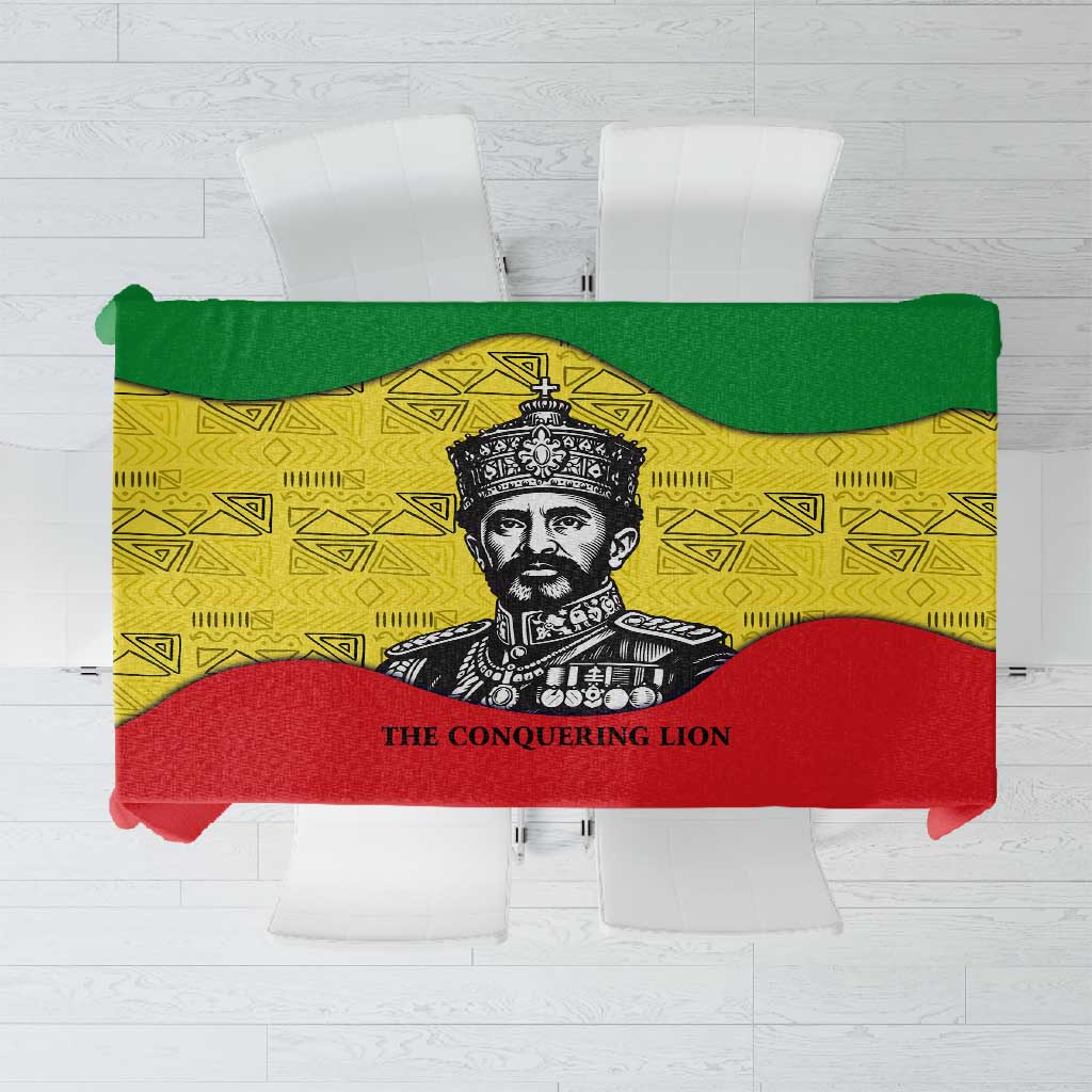 Haile Selassie I Tablecloth Ethiopia Lion of Judah and Conquering Lion Pattern Tribute - African Pride