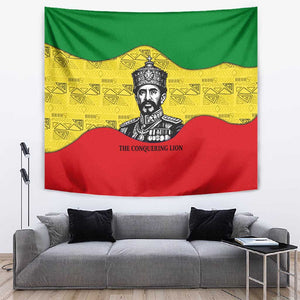 Haile Selassie I Tapestry Ethiopia Lion of Judah and Conquering Lion Pattern Tribute - African Pride