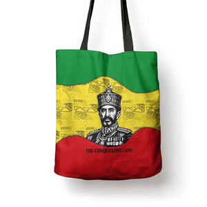Haile Selassie I Tote Bag Ethiopia Lion of Judah and Conquering Lion Pattern Tribute - African Pride