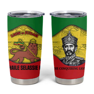 Haile Selassie I Tumbler Cup Ethiopia Lion of Judah and Conquering Lion Pattern Tribute - African Pride