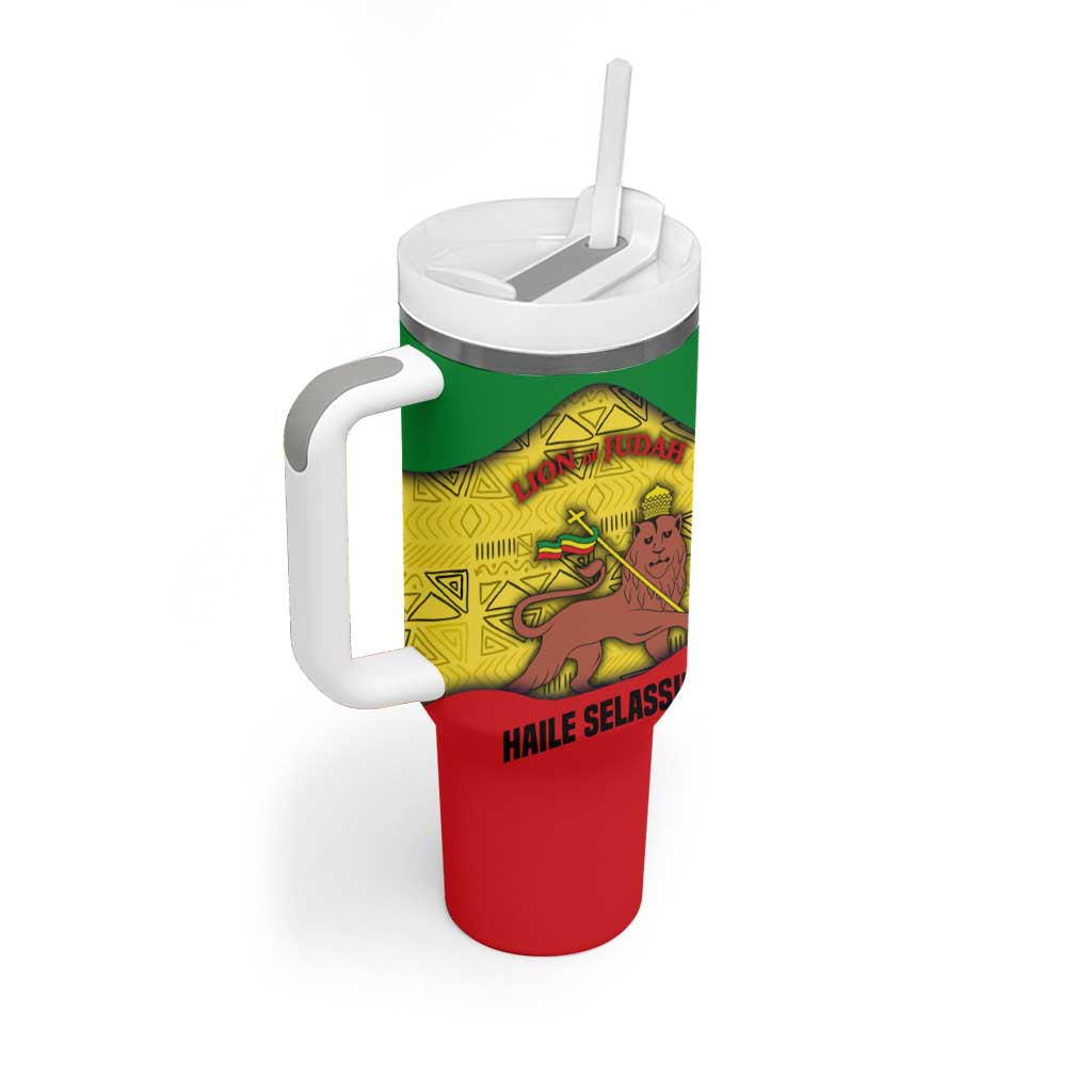 Haile Selassie I Tumbler With Handle Ethiopia Lion of Judah and Conquering Lion Pattern Tribute - African Pride