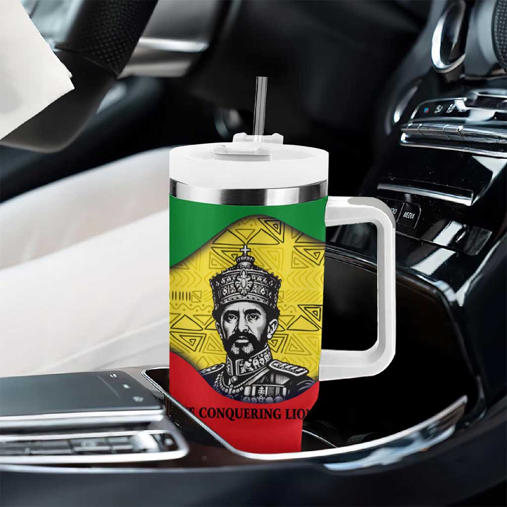 Haile Selassie I Tumbler With Handle Ethiopia Lion of Judah and Conquering Lion Pattern Tribute - African Pride