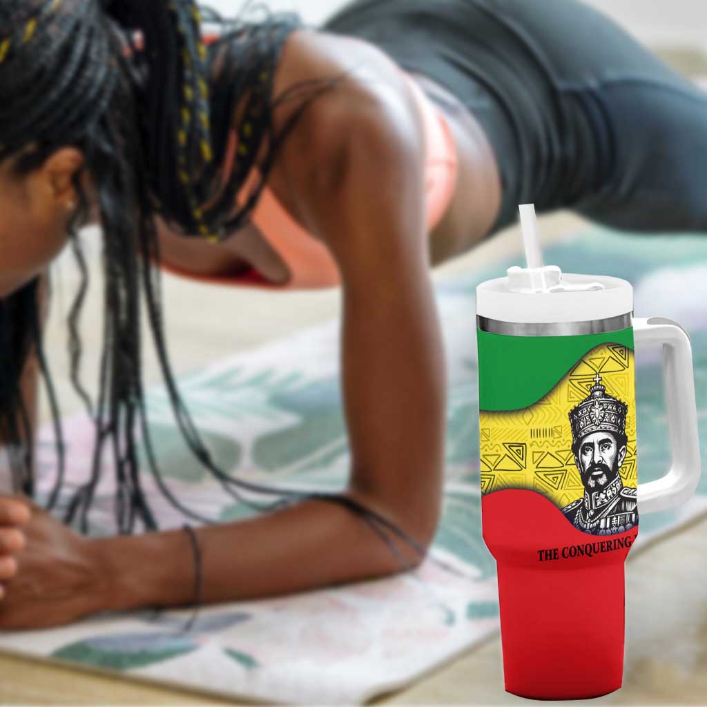 Haile Selassie I Tumbler With Handle Ethiopia Lion of Judah and Conquering Lion Pattern Tribute - African Pride