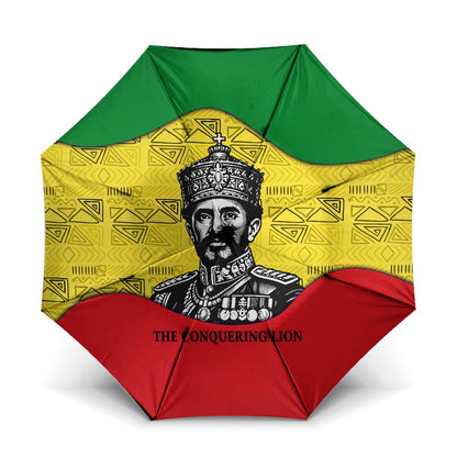 Haile Selassie I Umbrella Ethiopia Lion of Judah and Conquering Lion Pattern Tribute - African Pride