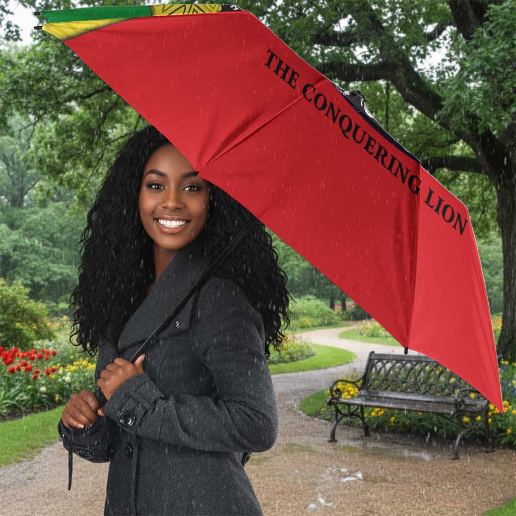 Haile Selassie I Umbrella Ethiopia Lion of Judah and Conquering Lion Pattern Tribute - African Pride