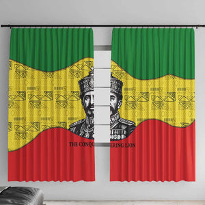 Haile Selassie I Window Curtain Ethiopia Lion of Judah and Conquering Lion Pattern Tribute - African Pride