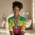 Haile Selassie I Women Casual Shirt Ethiopia Lion of Judah and Conquering Lion Pattern Tribute - African Pride