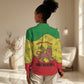 Haile Selassie I Women Casual Shirt Ethiopia Lion of Judah and Conquering Lion Pattern Tribute - African Pride
